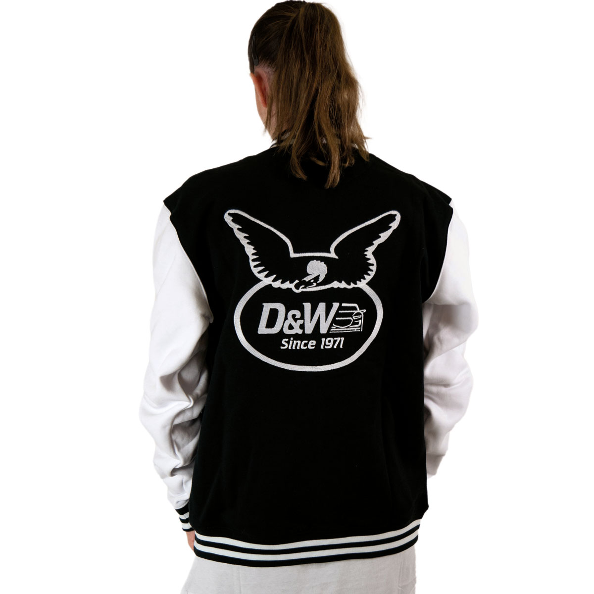 D&W Kollektion 2-Tone College Sweatjacke Black/White Grösse XXL