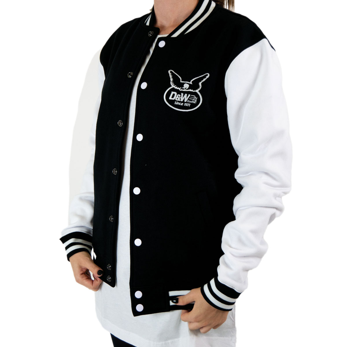 D&W Kollektion 2-Tone College Sweatjacke Black/White Grösse S