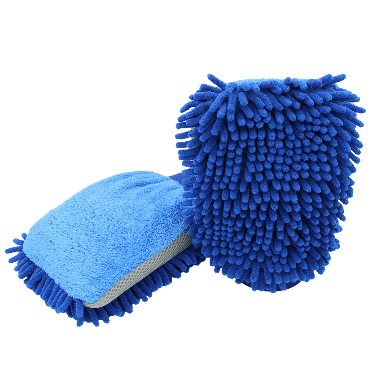 D&W Premium 3in1 Chenille Waschhandschuh blau/grau 22x17cm