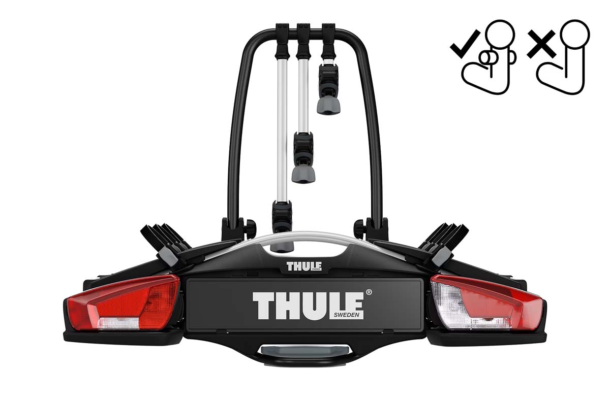 Thule Anhängekupplungs-Fahrradträger VeloCompact F - 3 Fahrräder 13-polig für FIX4BIKE schwarz/aluminium