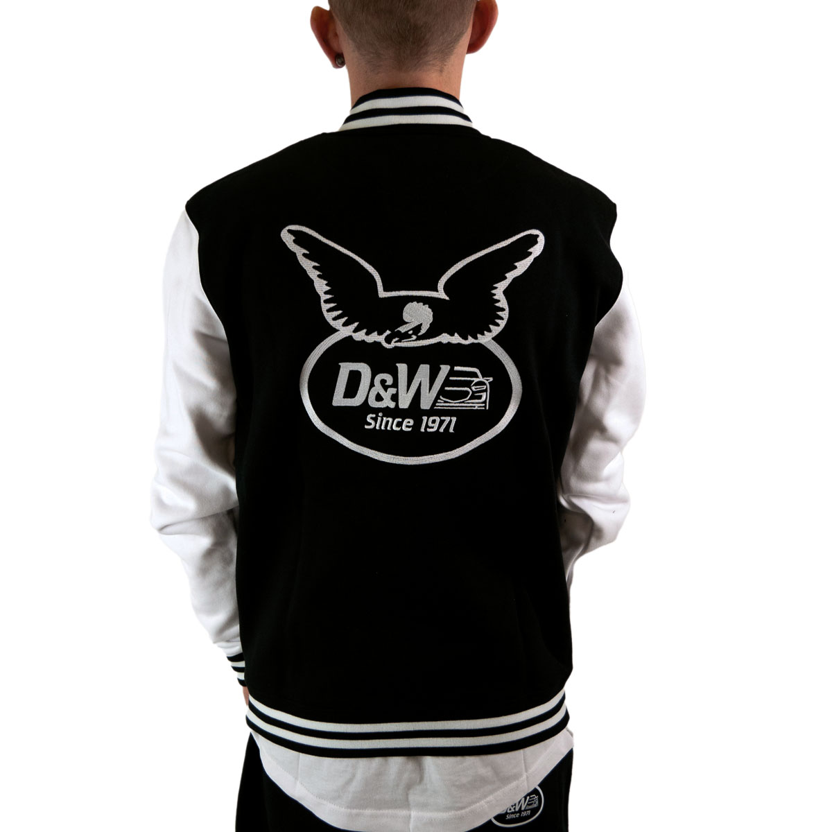 D&W Kollektion 2-Tone College Sweatjacke Black/White Grösse M