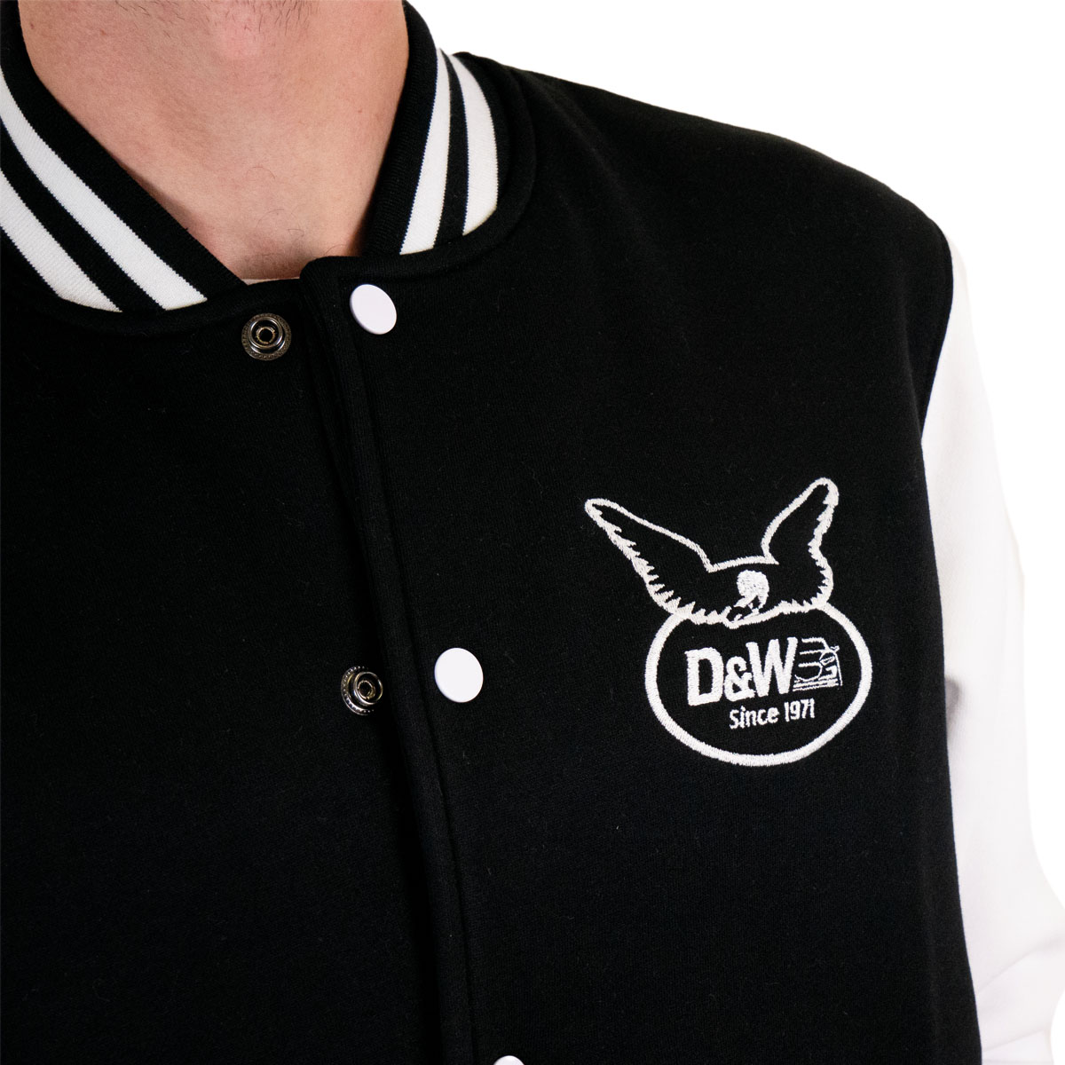 D&W Kollektion 2-Tone College Sweatjacke Black/White Grösse L