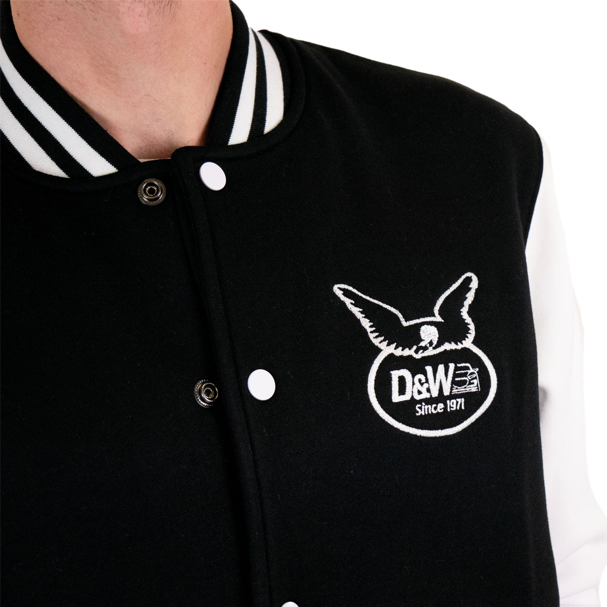 D&W Kollektion 2-Tone College Sweatjacke Black/White Grösse M