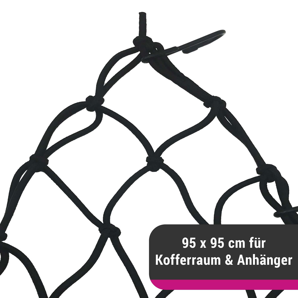 D&W elastisches Gepäcknetz für Kofferraum oder Anhänger 95 x 95 cm | 325398