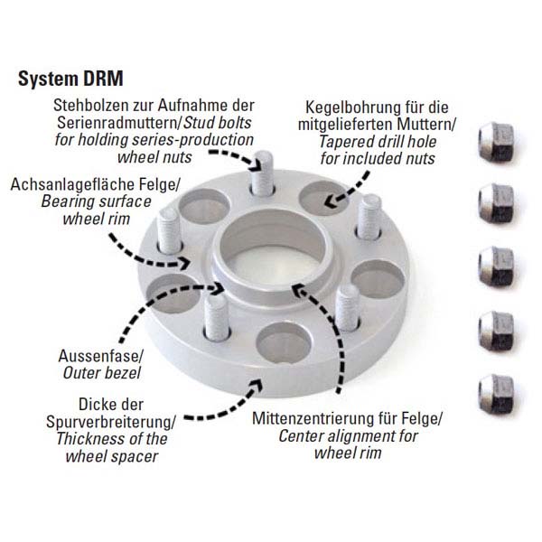 H&R Spurverbreiterung Trak+ 40106930 DRM 40mm 6/139,7 93,0 silber