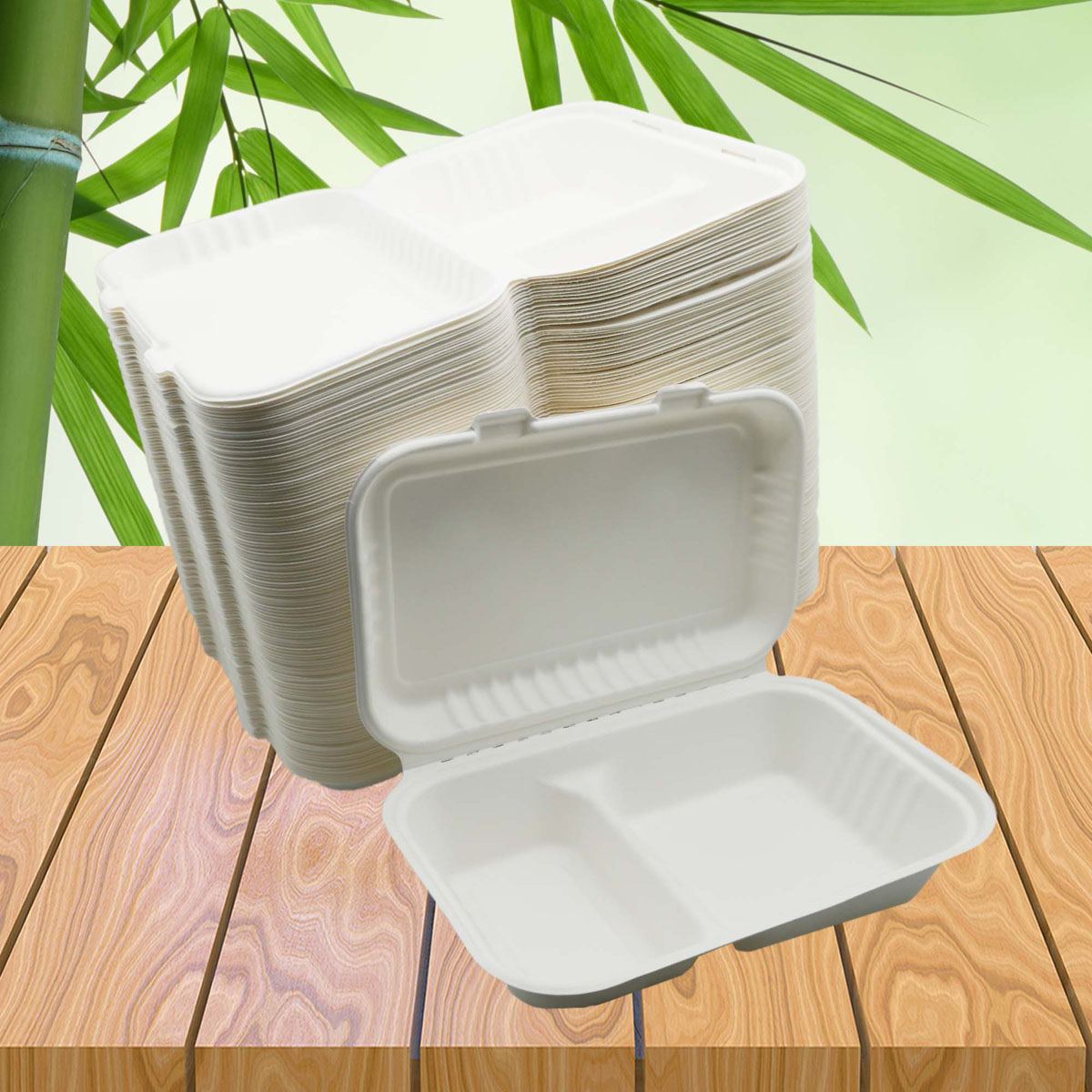 Be Tasty Menübox geteilt 950ml Zuckerrohr 249x160x65mm 125 Stück